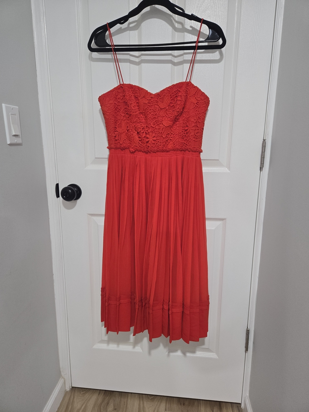 Cynthia Steffe Red Lace Bodice Spaghetti Strap Mini Dress